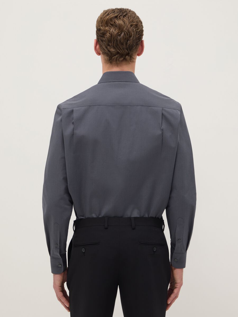 Grey pure cotton regular fit easy iron shirt_2