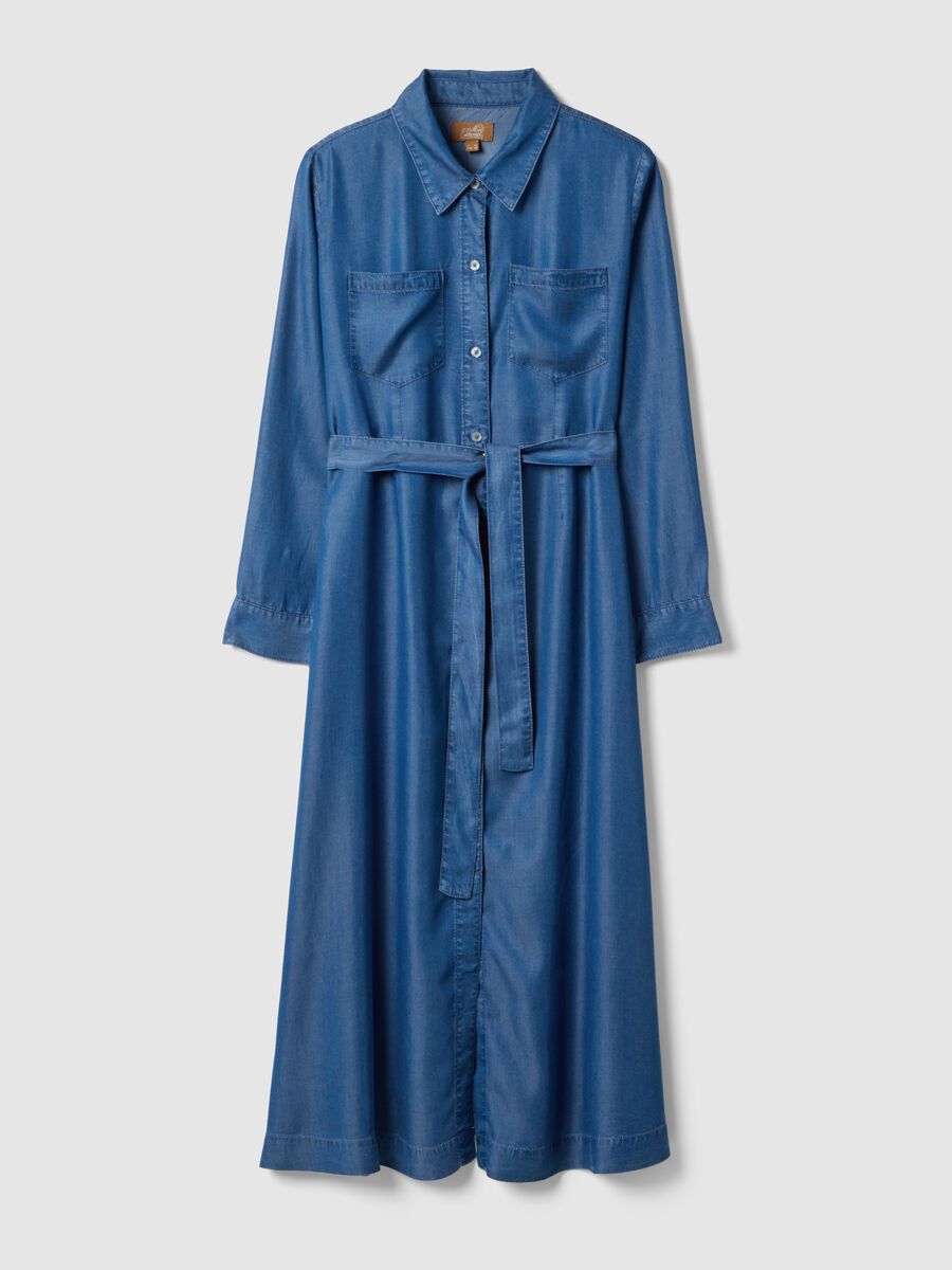 Abito premaman lungo in puro lyocell blu regular fit_0