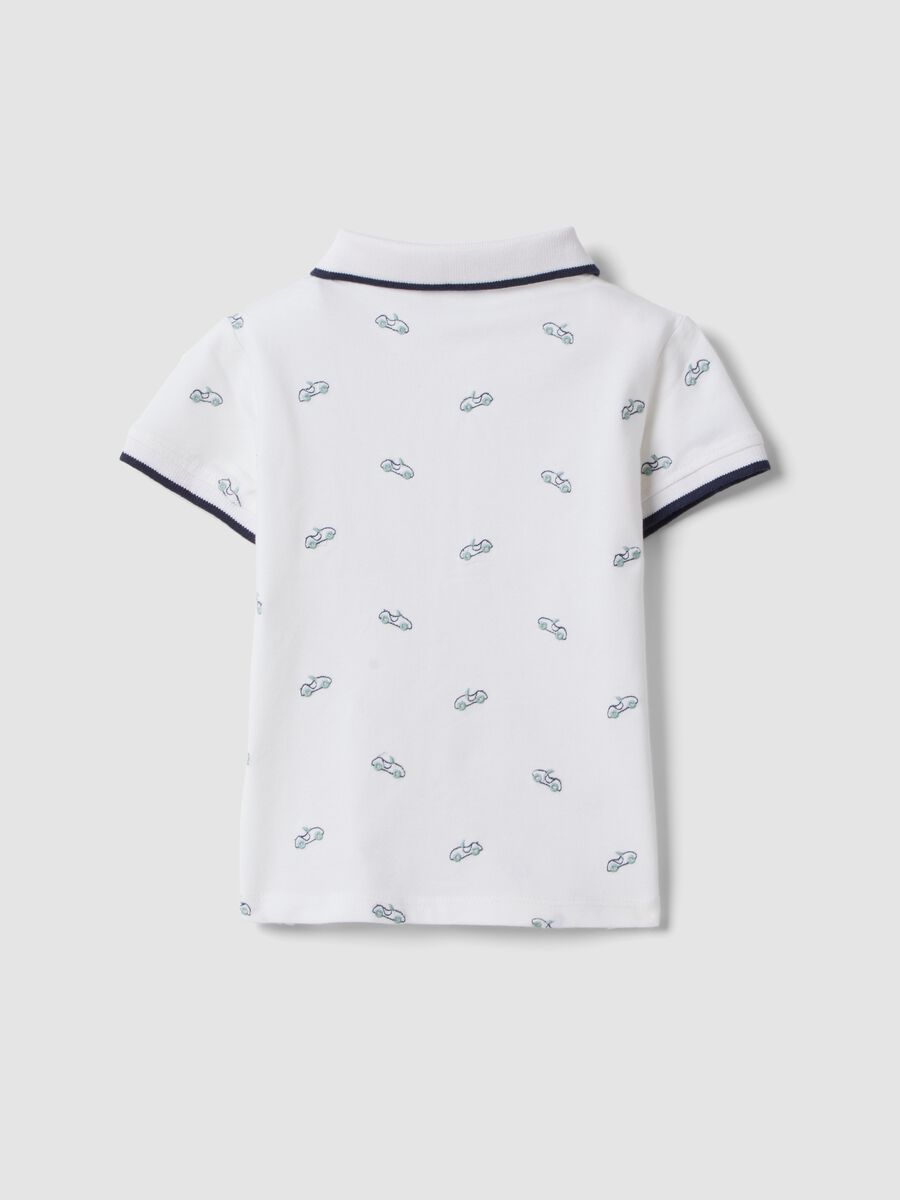 White short-sleeve stretch cotton polo shirt_1