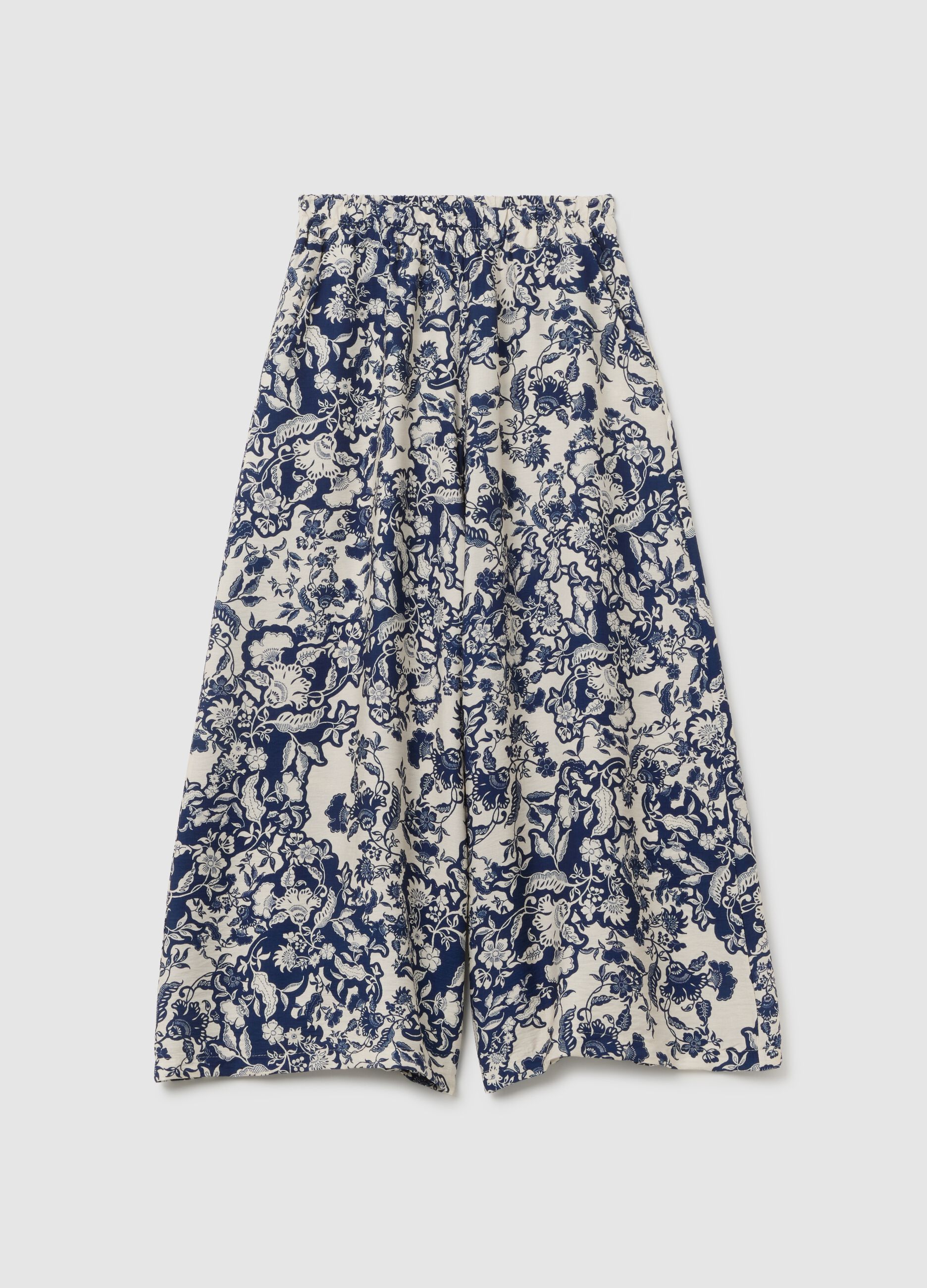 Women's Multicolour Regular Fit Trousers with Floral Pattern