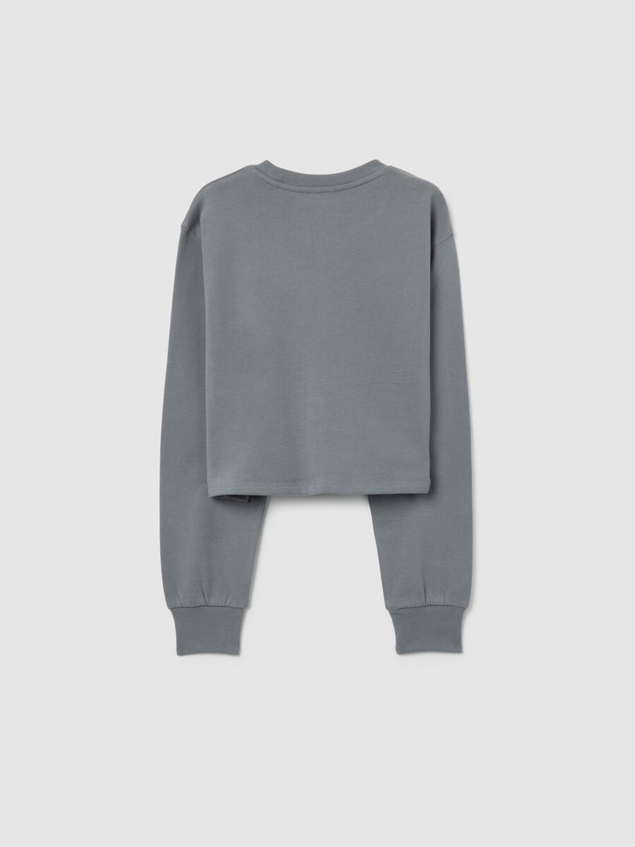 Grey girl's sweatshirt in pure cotton regular fit with printed heart_1