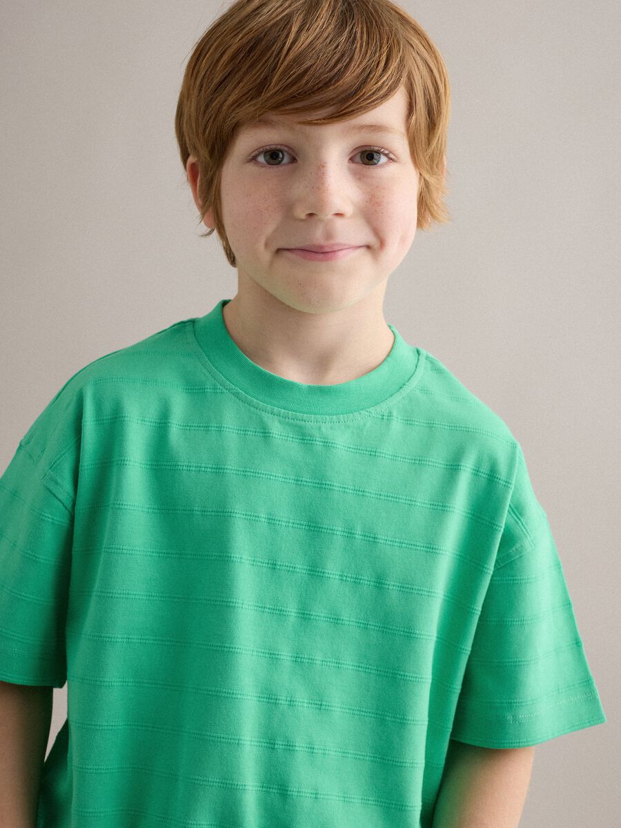 T-shirt in puro cotone verde da bambino regular fit_2