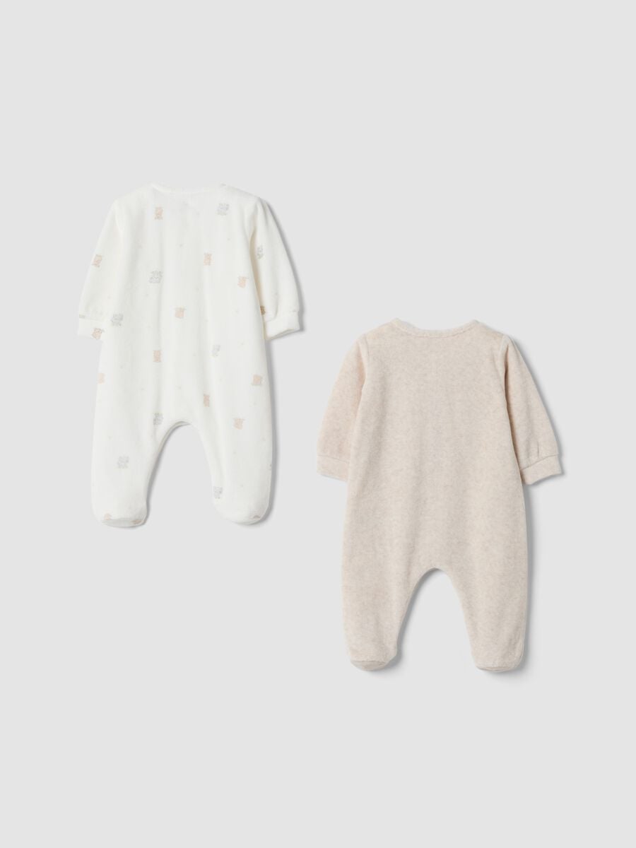 2-pack of ivory and light beige cotton-blend sleepsuits_1