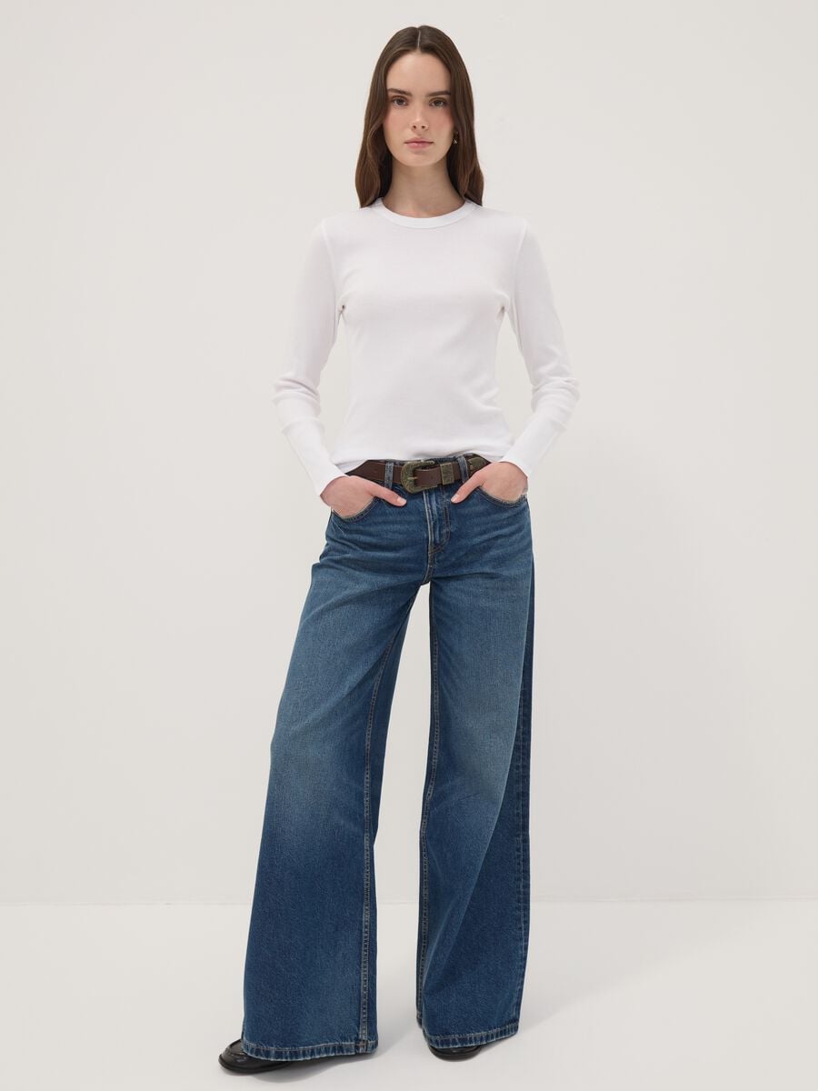 T-shirt bianca in puro cotone a maniche lunghe_2