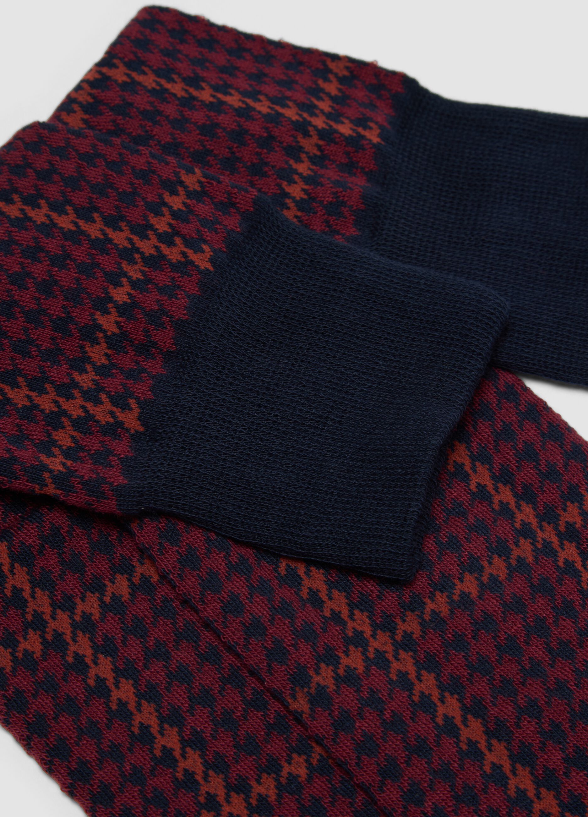 Navy blue long stretch-cotton socks