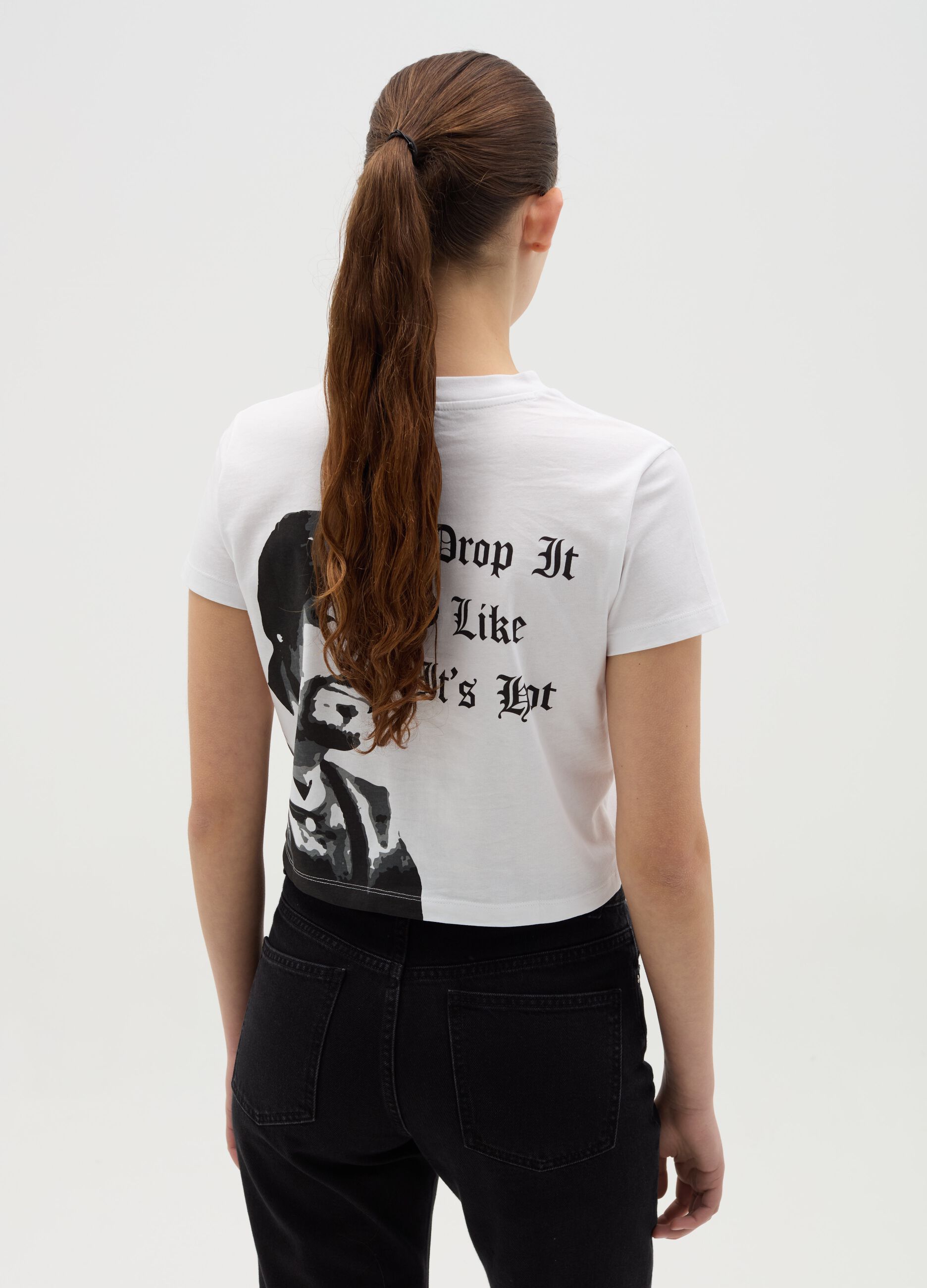 Crop T-shirt with Snoop Dogg print