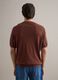 Short-sleeve brown regular fit t-shirt in cotton, linen and silk blend_3