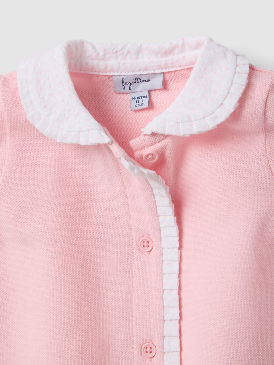 Pink pure cotton baby onesie with a pointed collar_2