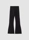 Pantaloni flare neri in cotone elasticizzato con stampa glitterata_1