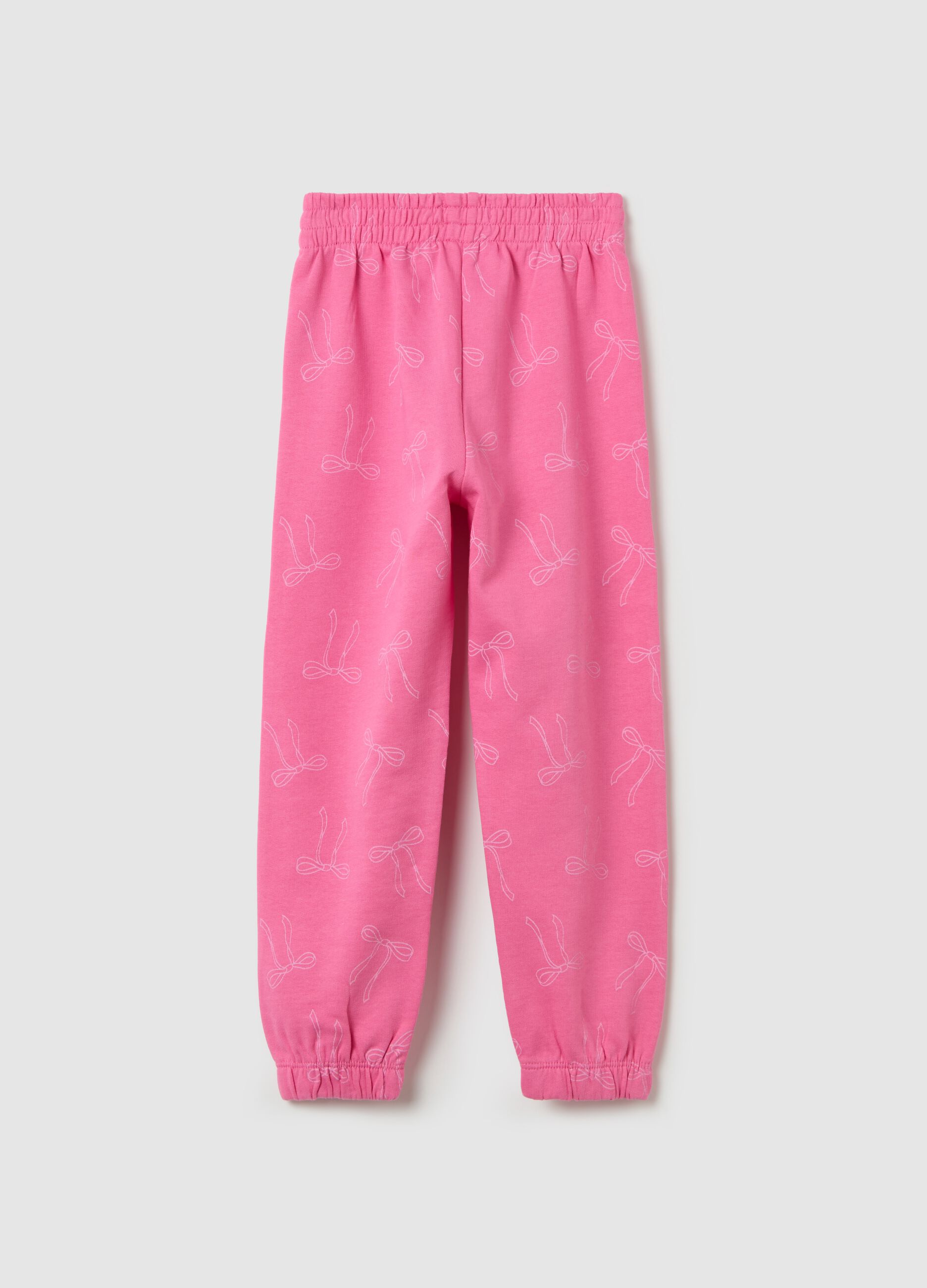 Cotton joggers with elasticated trims and print
