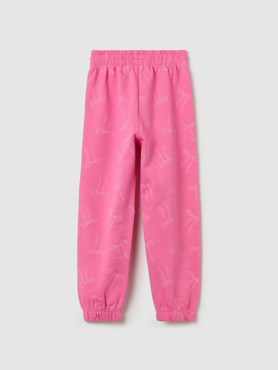 Cotton joggers with elasticated trims and print_1