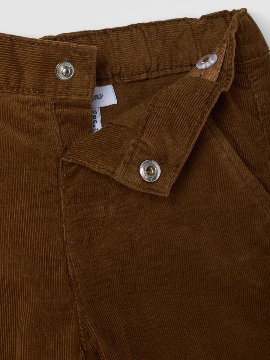 Brown regular-fit pure cotton trousers_3