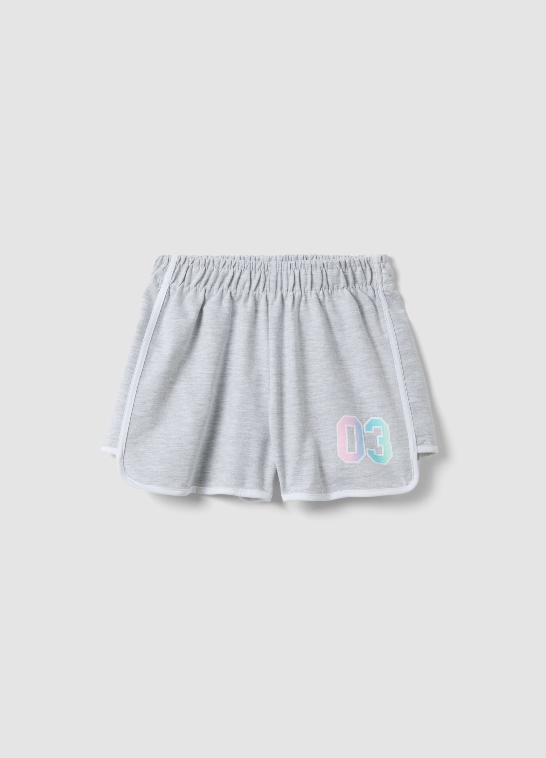 Shorts grigi in misto cotone con vita elasticizzata per ragazza comfort fit