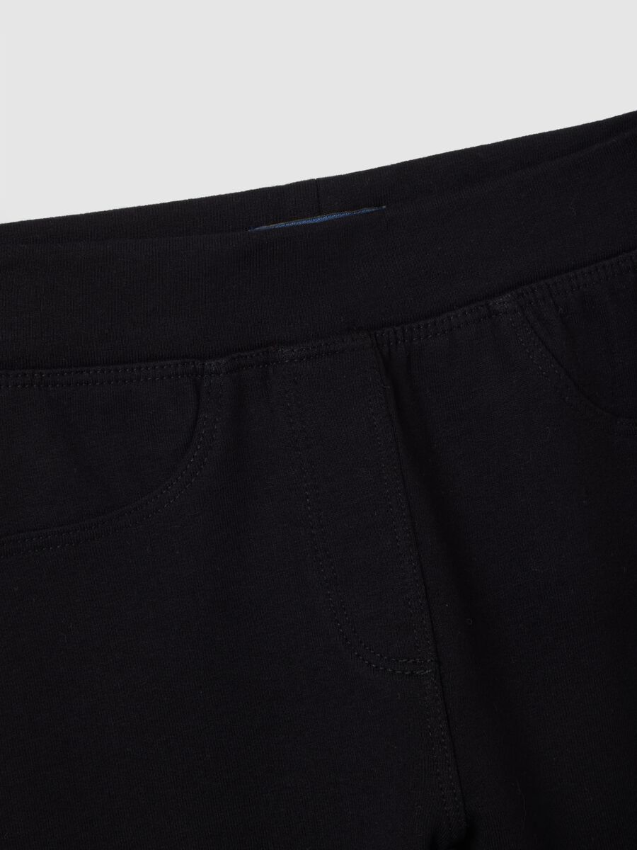 Girls' Black Stretch Cotton Blend Slim Fit Trousers_2