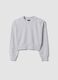 Grey sweatshirt in organic cotton and viscose blend with ribbed collar_3