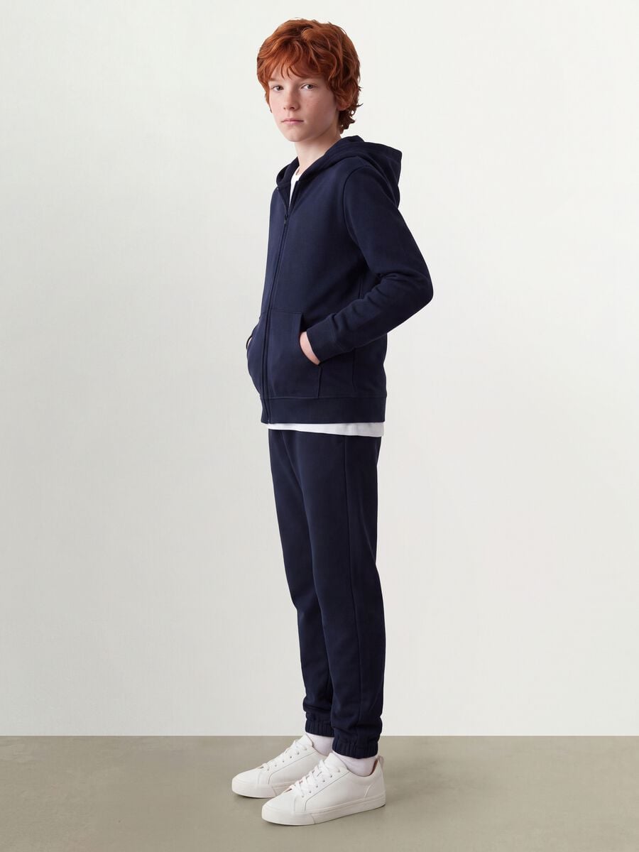 Blue hooded sweatshirt in pure organic cotton, regular fit for boys_1