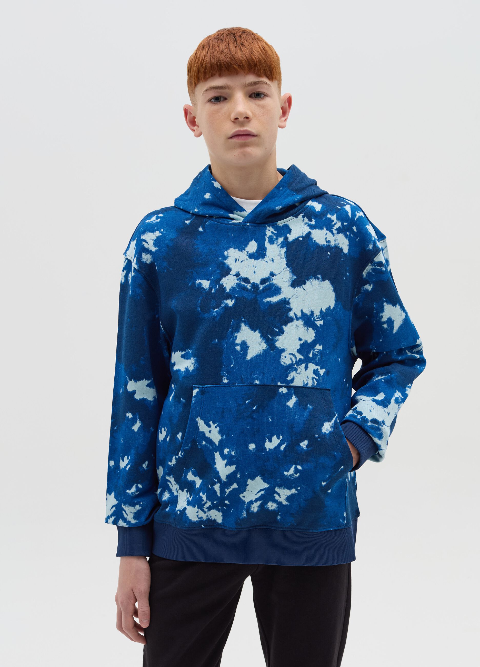 Tie Dye sweatshirt in French terry with hood