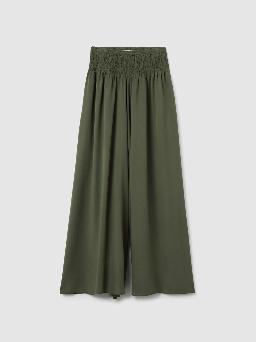 Pantaloni da donna in puro viscosa verde regular fit_0