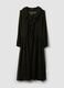 Black dress with deep V-neck and ruffles_0