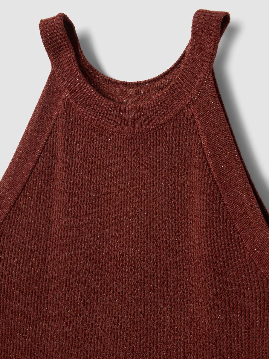 Fitted red viscose blend tank top_5