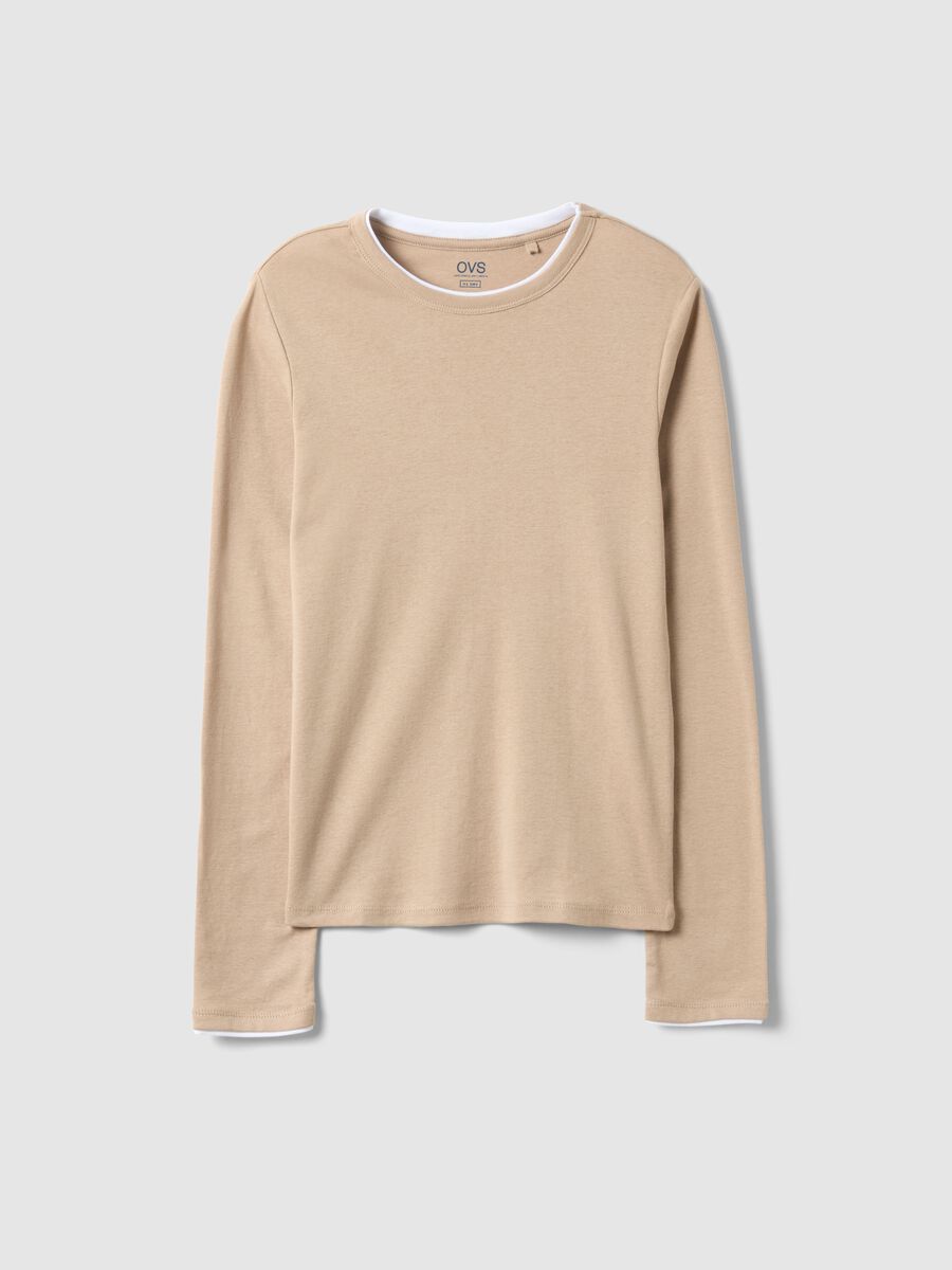 Beige pure cotton long sleeve shirt regular fit_4