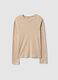 Maglia a maniche lunghe in puro cotone beige regular fit_4