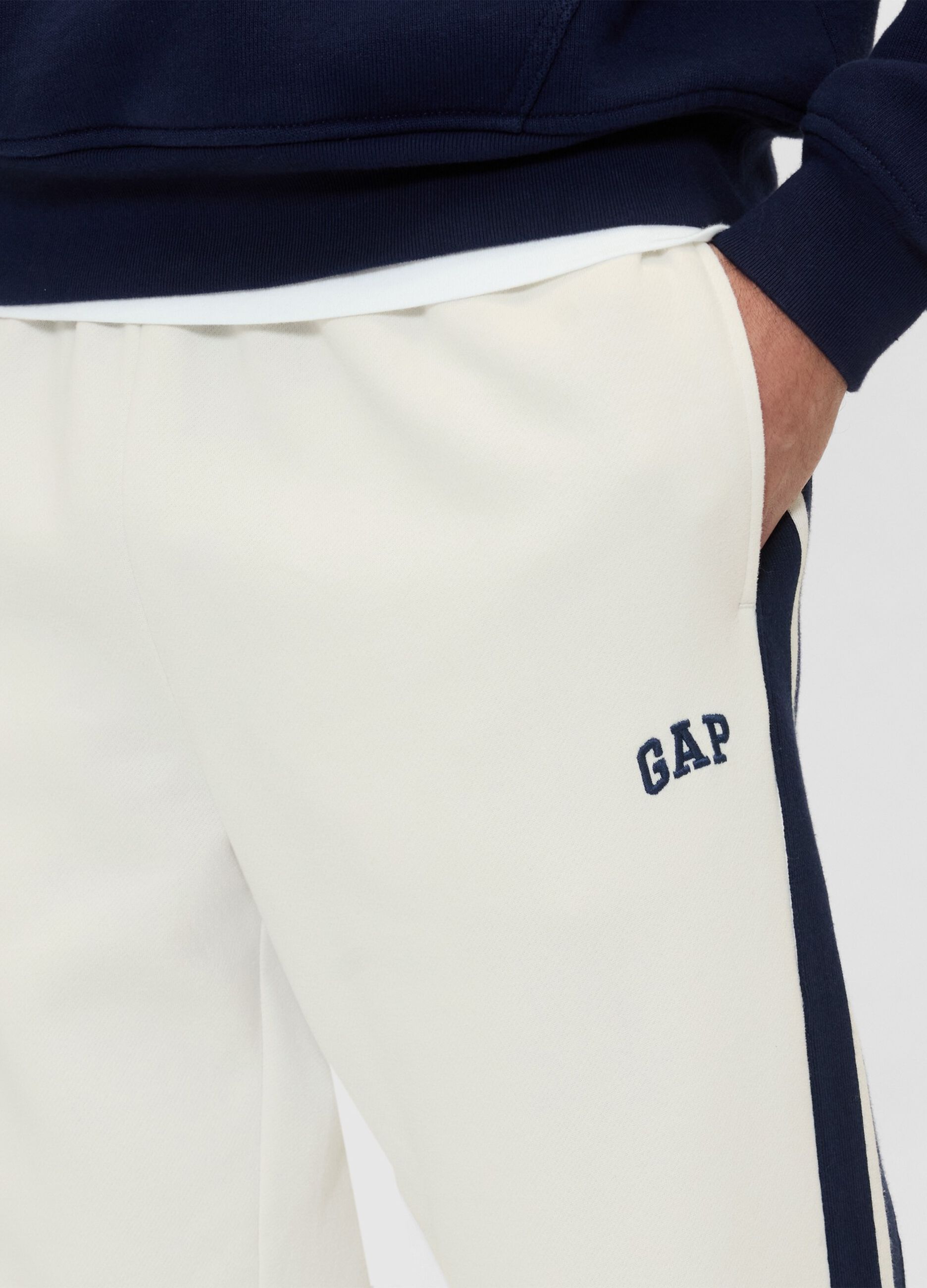 Men's White Trousers in Cotton and Polyester Blend