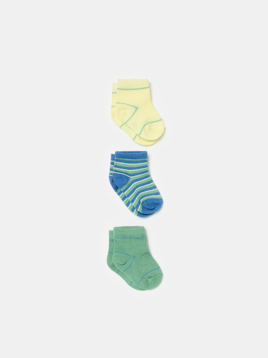 Three-pair pack short socks with stripes_0