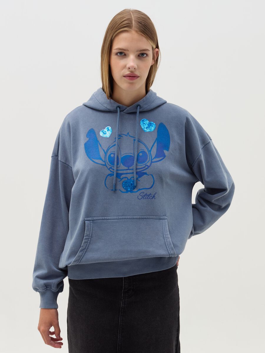 Sweatshirt with hood and Stitch print_0