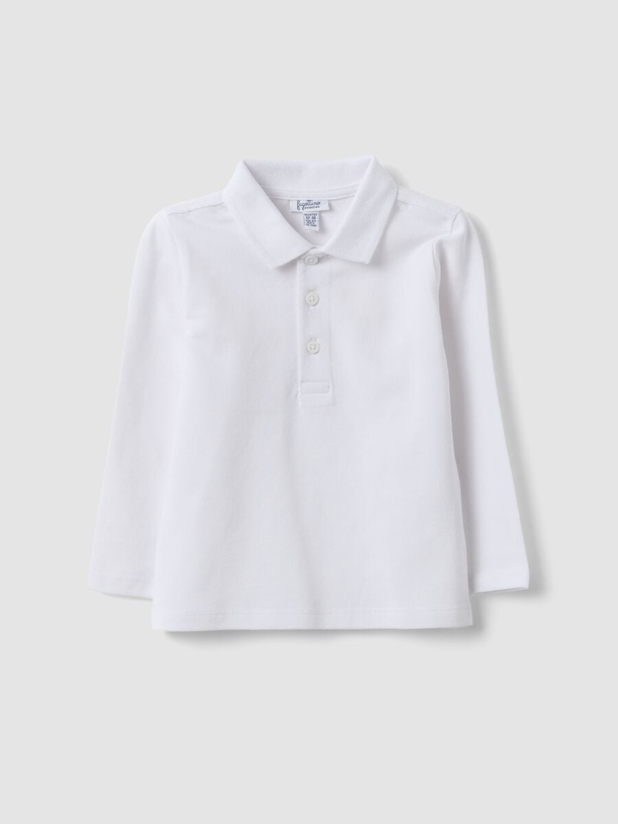 White long-sleeve organic cotton polo_0