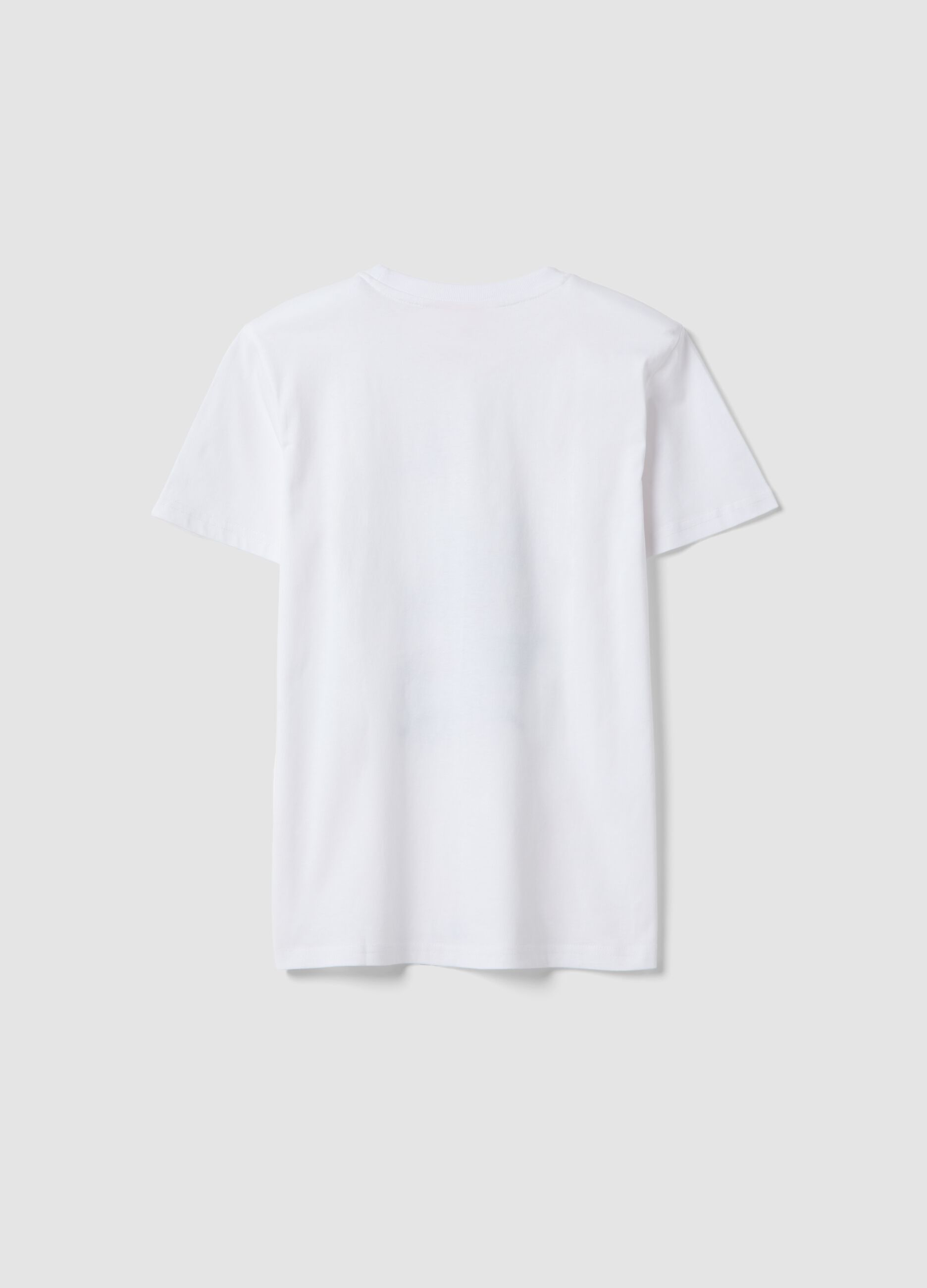 Boys' white pure cotton t-shirt regular fit with print