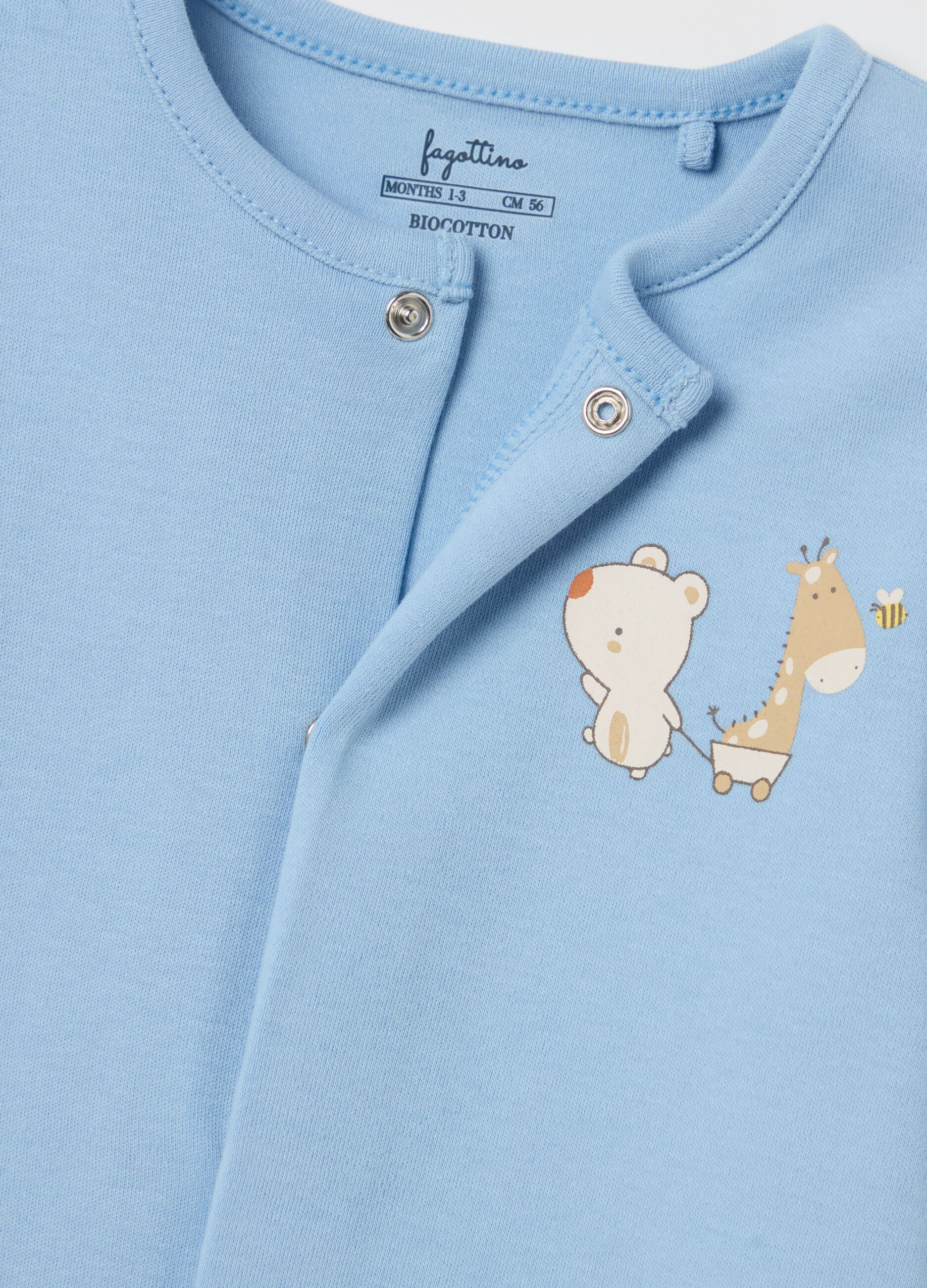 Two-pack onesies in organic cotton with feet and print