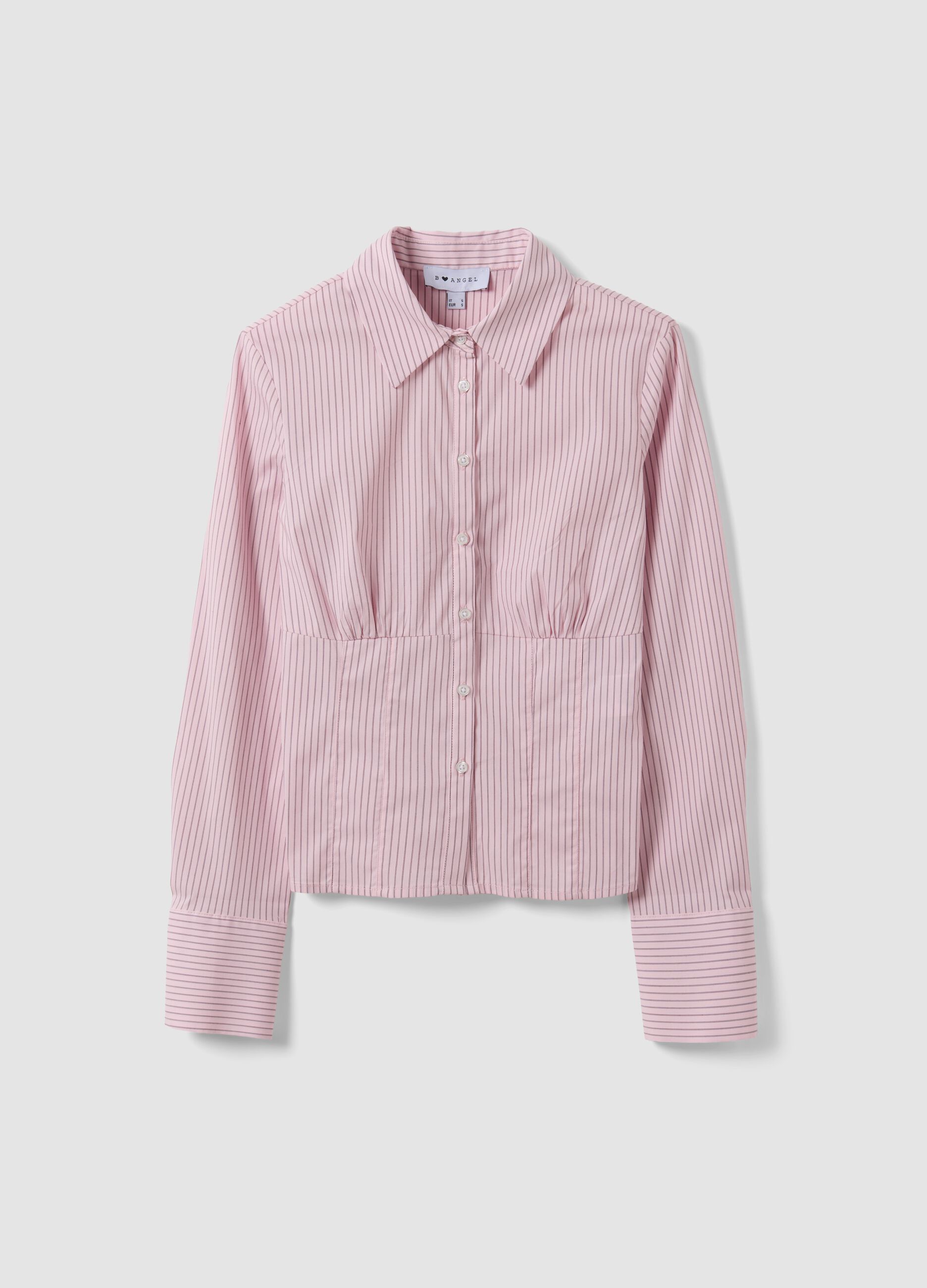 Pink striped slim-fit stretch cotton shirt