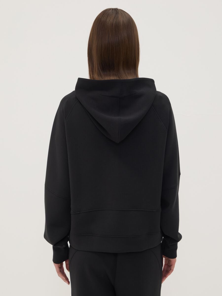 Black hooded sweatshirt in stretchy viscose jersey, regular fit_3