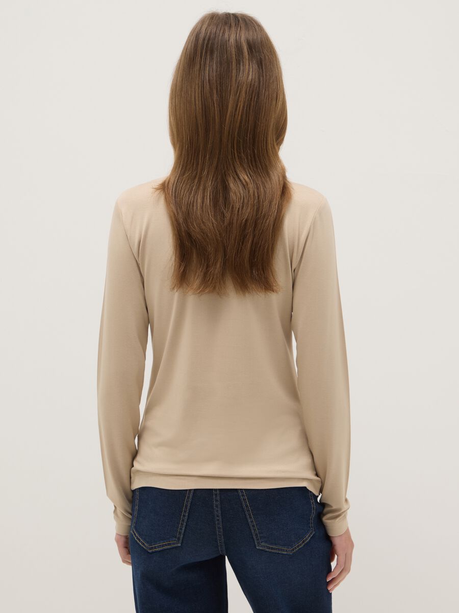 Beige Crew Neck Long Sleeve Regular Fit Sweater_2