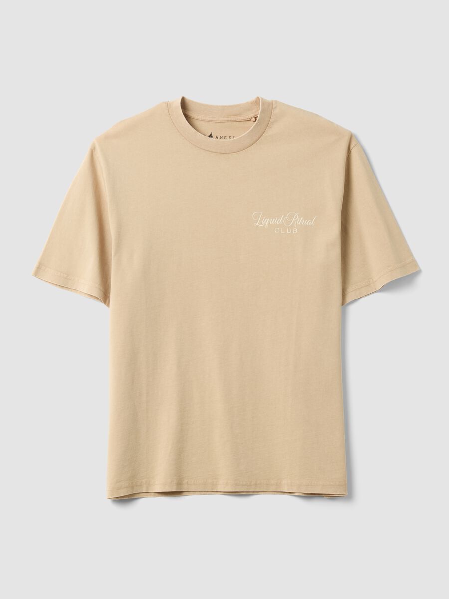 Beige short-sleeve pure cotton T-shirt_5
