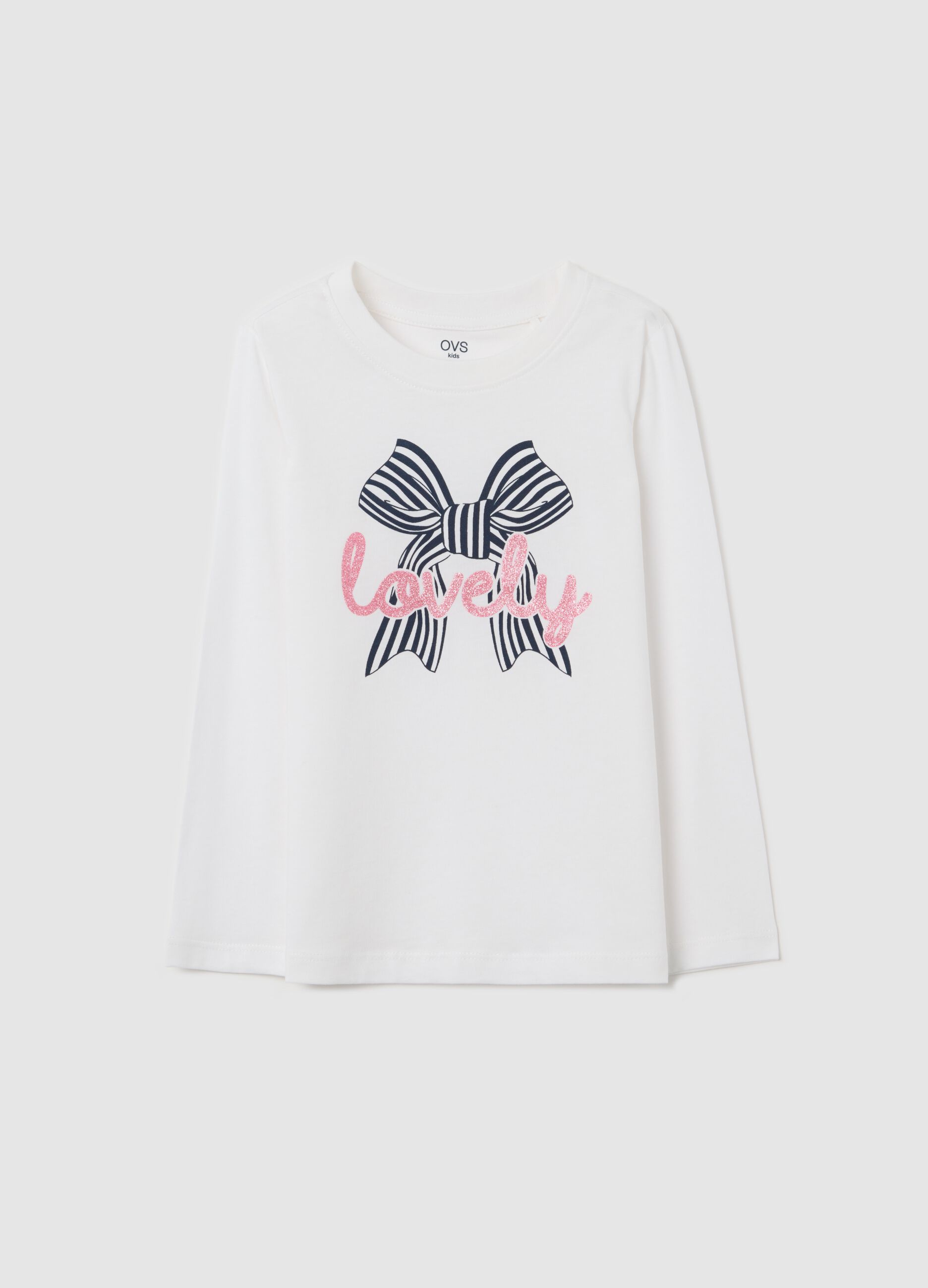 "Lovely" T-shirt with long sleeves in cotton