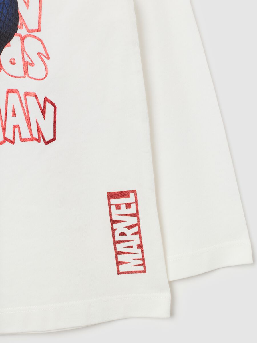 White long-sleeve cotton top with Spiderman print_3