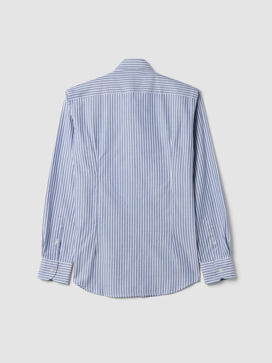 Camicia oxford bianca in puro cotone a righe slim fit_6
