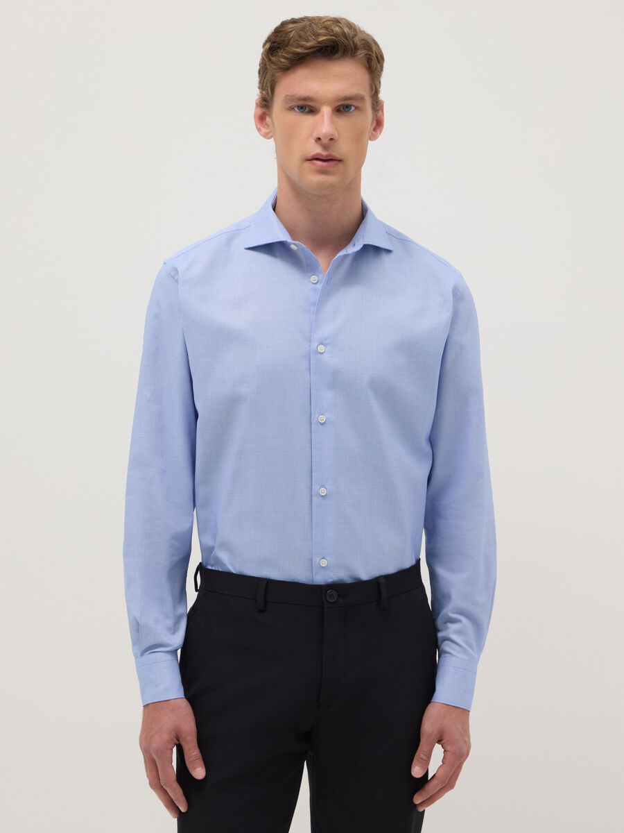 Light blue shirt with French collar in pure cotton regular fit_0