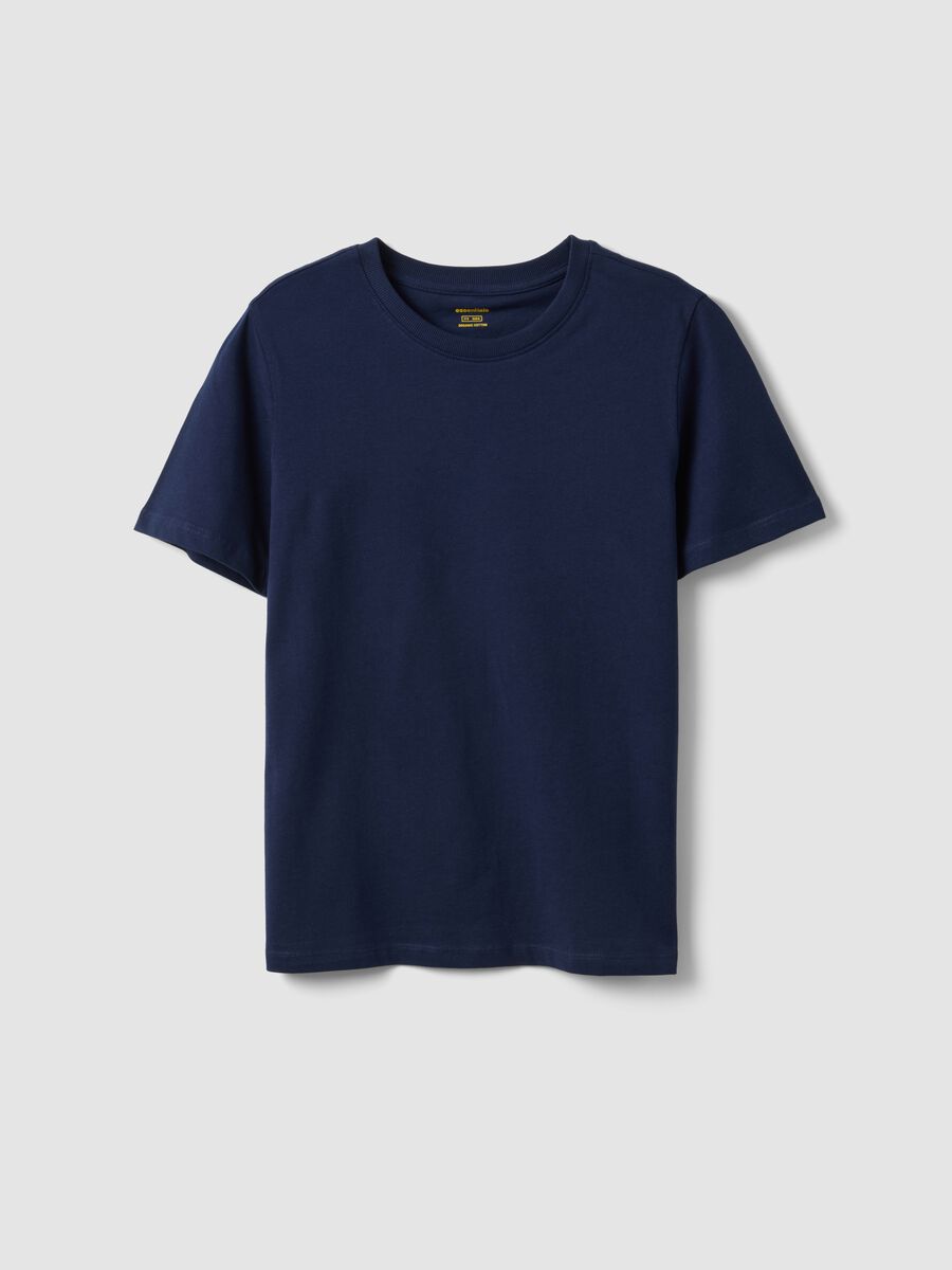 Blue pure cotton short-sleeve T-shirt, regular fit_4