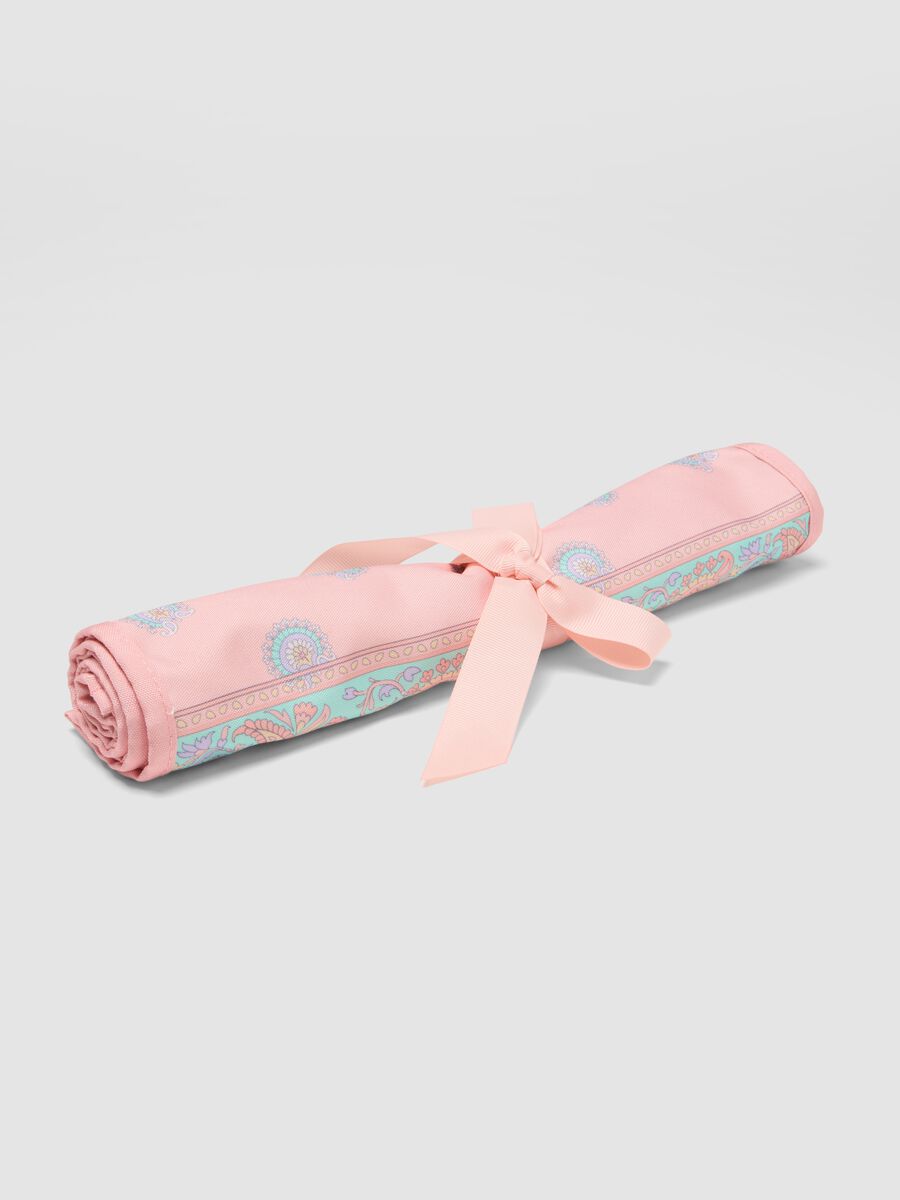 Pink pure-cotton scarf with multicolour print_2
