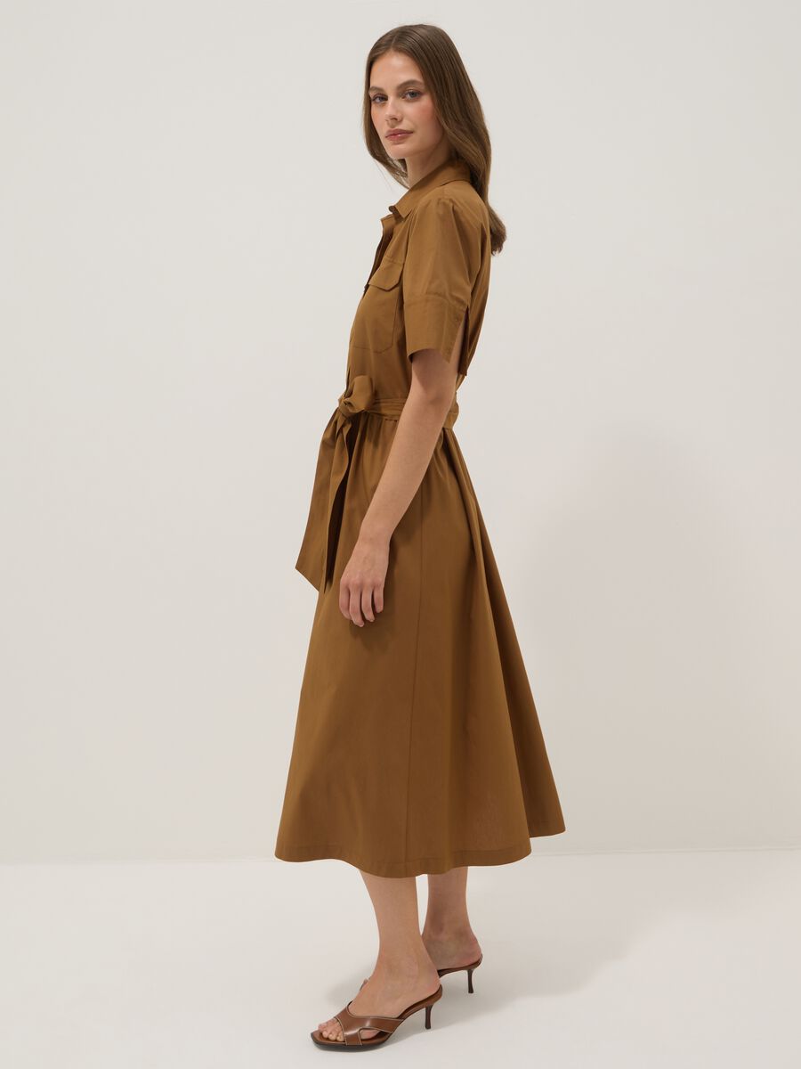 Brown pure cotton shirt dress, regular fit_0