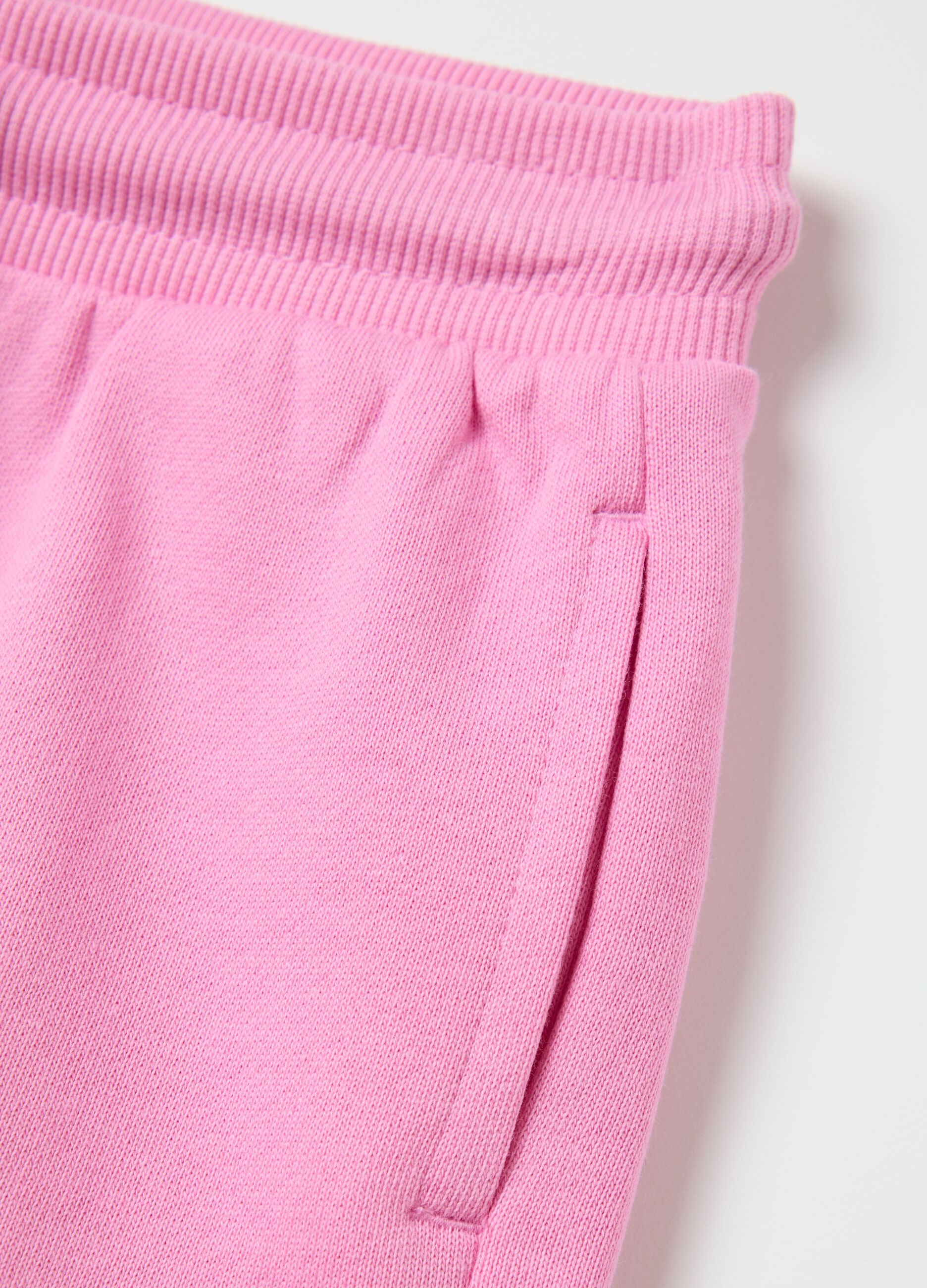 Light blue French terry shorts with drawstring