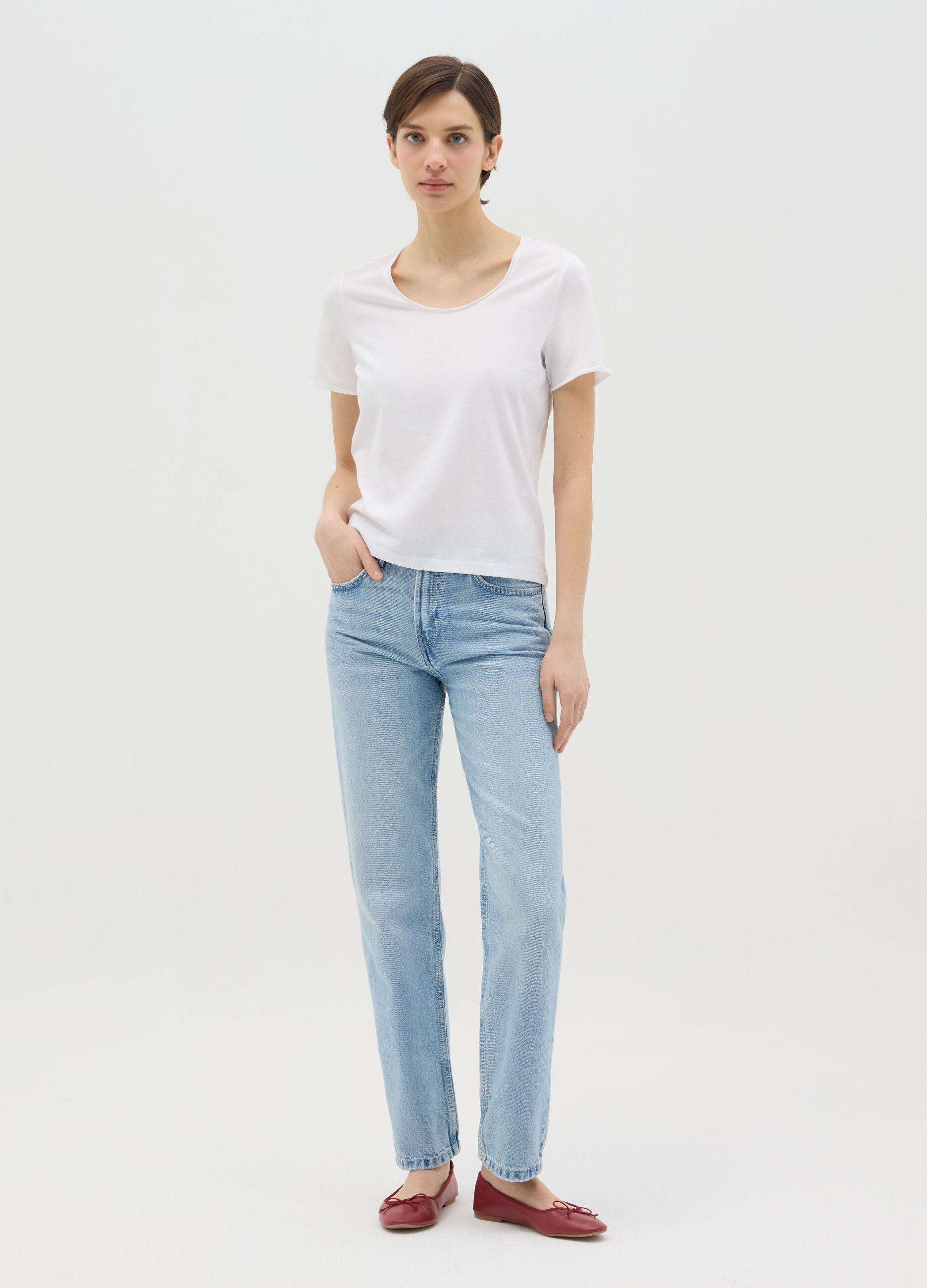 White relaxed-fit T-shirt in cotton