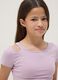 T-shirt viola in cotone organico con spalla scoperta_2