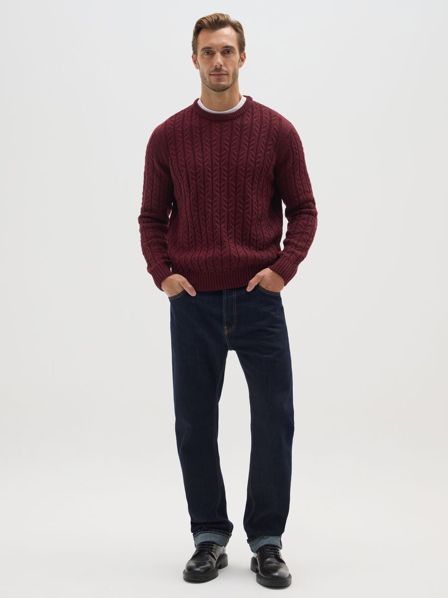 Red pullover with jacquard knit_1