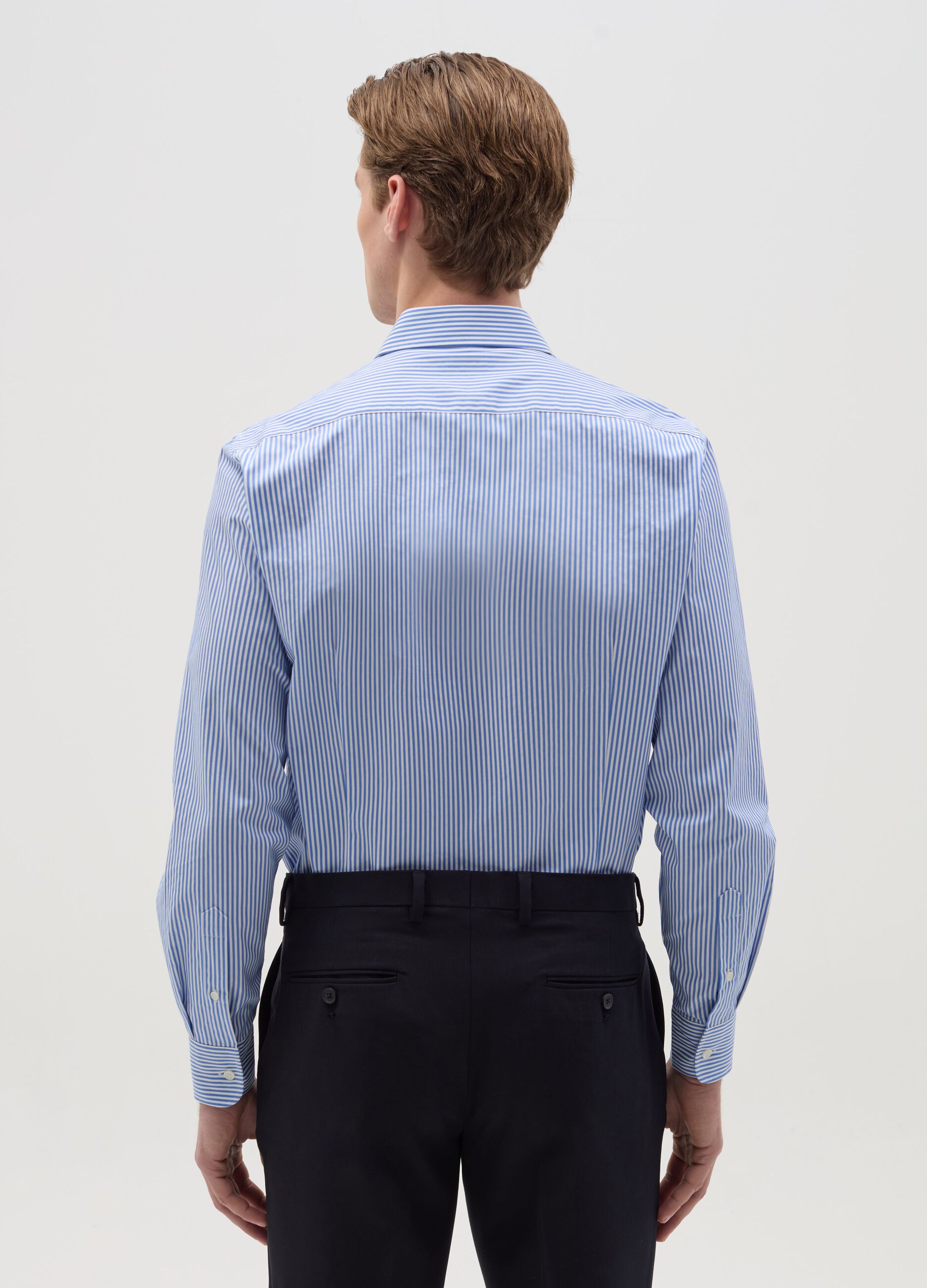 Camicia slim fit easy iron a righe bianche e blu