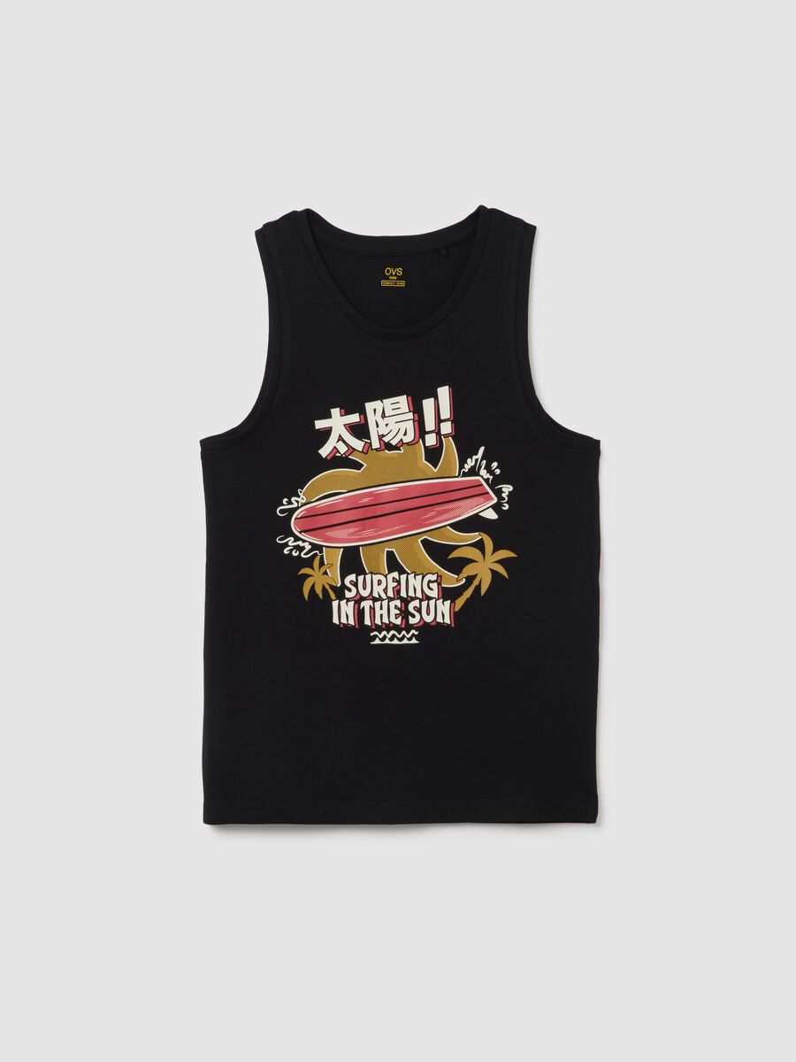 Boys' black cotton vest regular fit_0