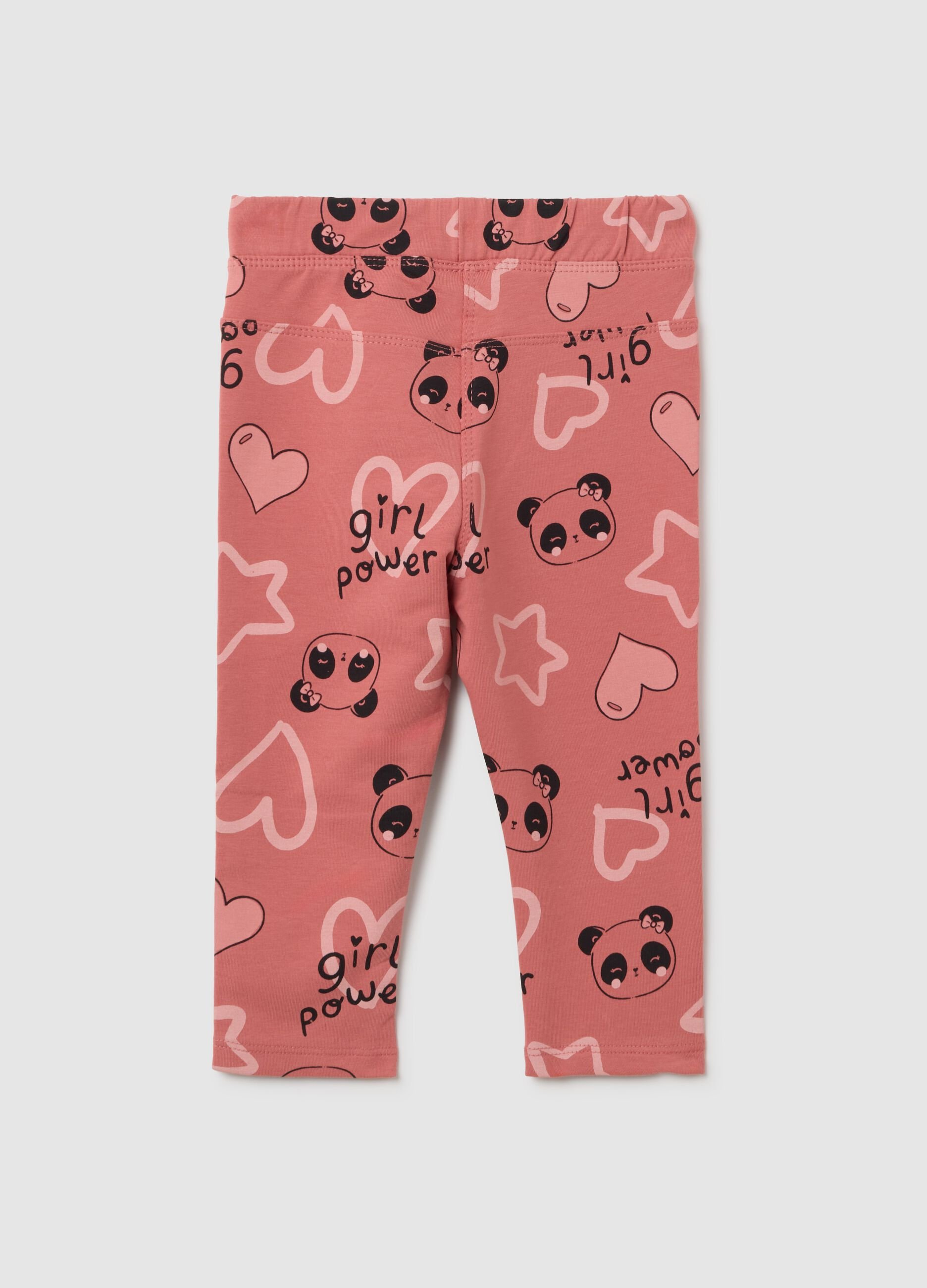 Treggings da neonata in cotone elasticizzato rosa